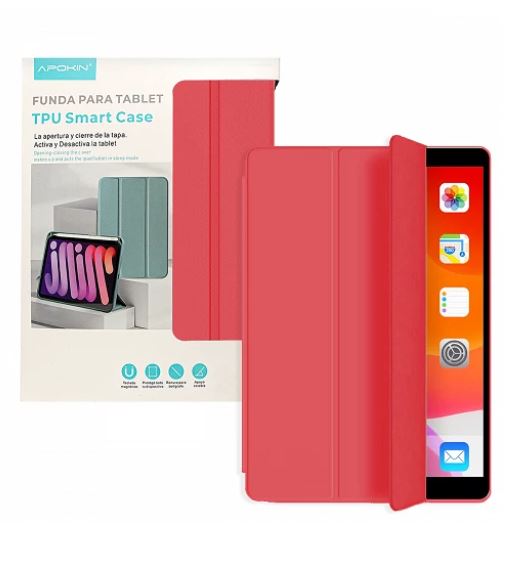 Funda Smart Cover V2 para iPad 9,7 Pulg 2 3 4 con Soporte para Lapiz Rojo